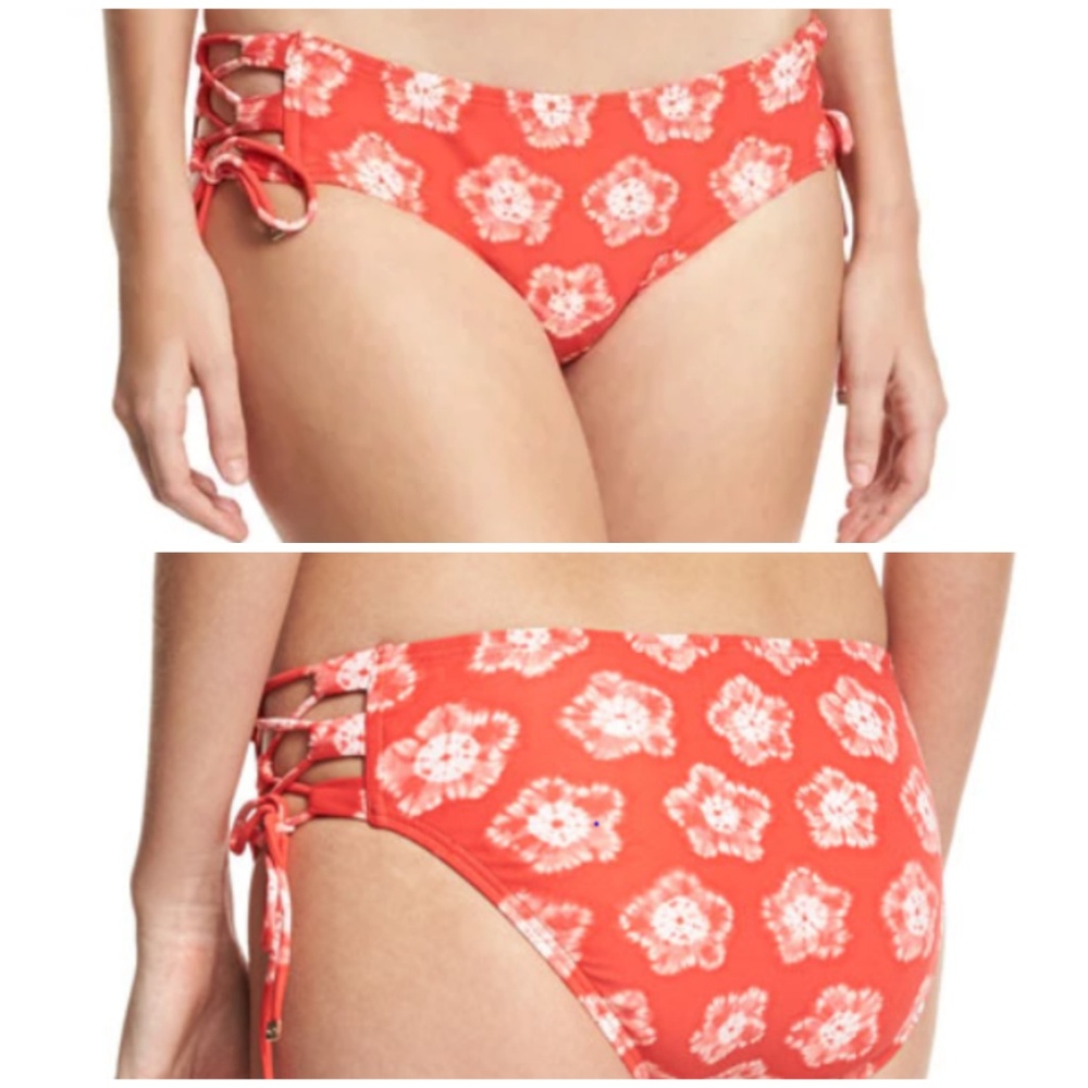 Michael Kors Lace-Up Print Swim Bikini Bottoms XS